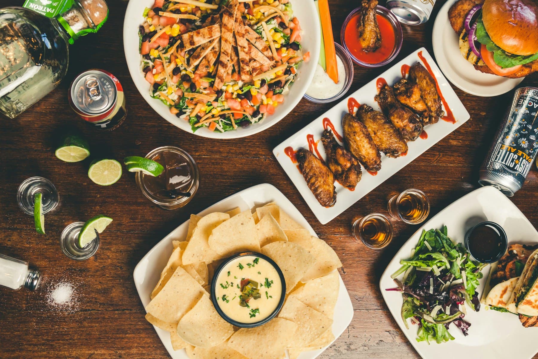 A shared spread of grilled vegetables and bread